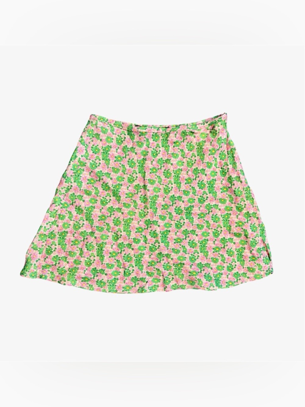 ZARA Floral Mini Skirt XS Pink Green Ditsy Print Flowy Spring Summer